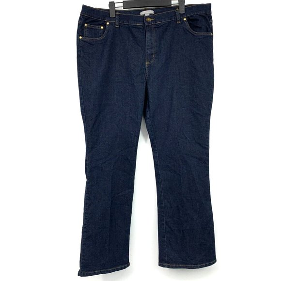 Woman Within Denim - Woman Within Jeans Dark Blue Denim Bootcut Cotton Blend